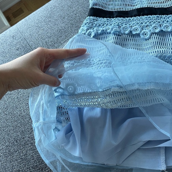 Baby light blue lace dress with floral details - Picture 7 of 10